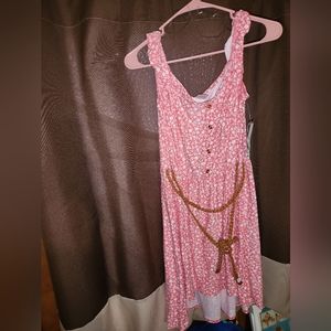 Pink and white floral print sundress